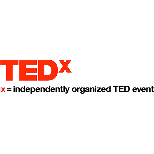 A graphic of the red TEDx logo on a white background